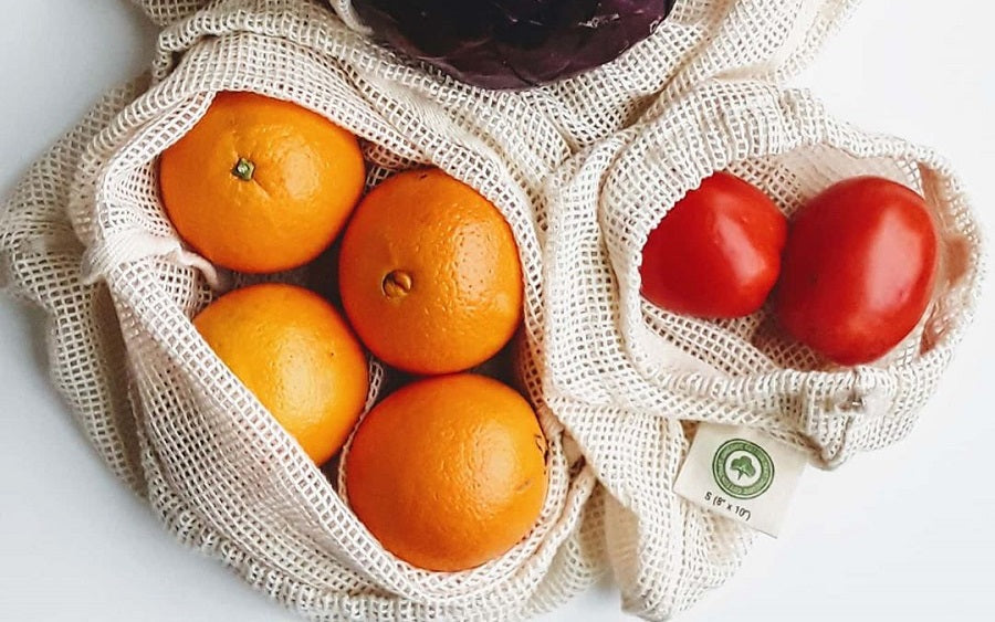 Reusable Cotton Mesh Produce Bags – Set of Eco Grocery Bags